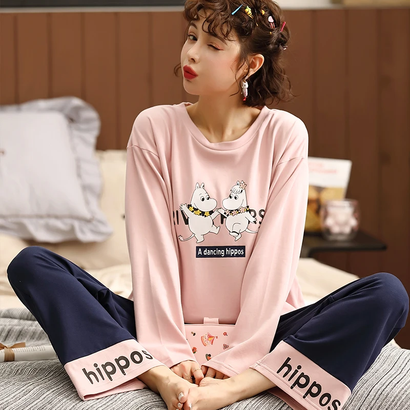 Новинка 2020 одежда для сна домашняя Хлопковая пижама Mujer штаны с длинными рукавами