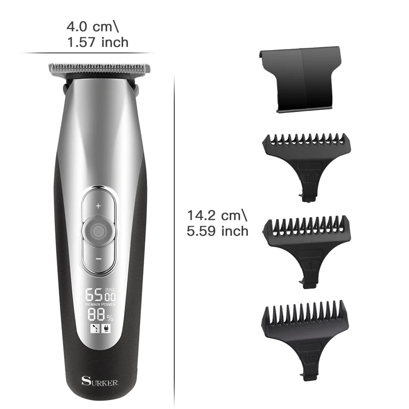 

2 in 1 Low Noise Electric Hair Clipper Cordless Hair Trimmer Professional Hair Engraving Tool Sideburns Trimmer LCD Display USB