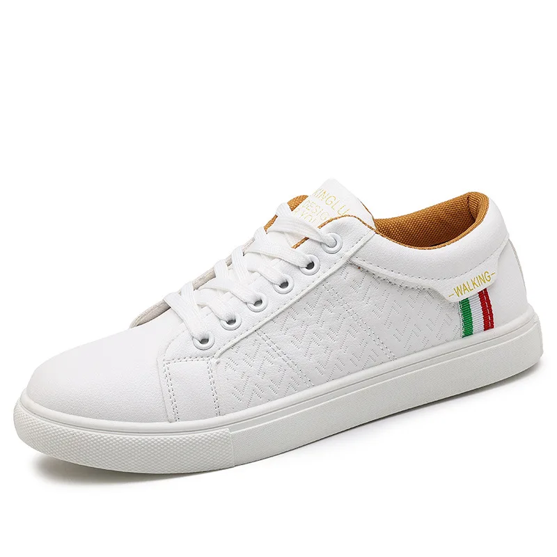 

Simple White Men Casual Shoes Luxury Brand Fashion White Sneakers Men Leather Breathable Shoes Soft Walking Footwear