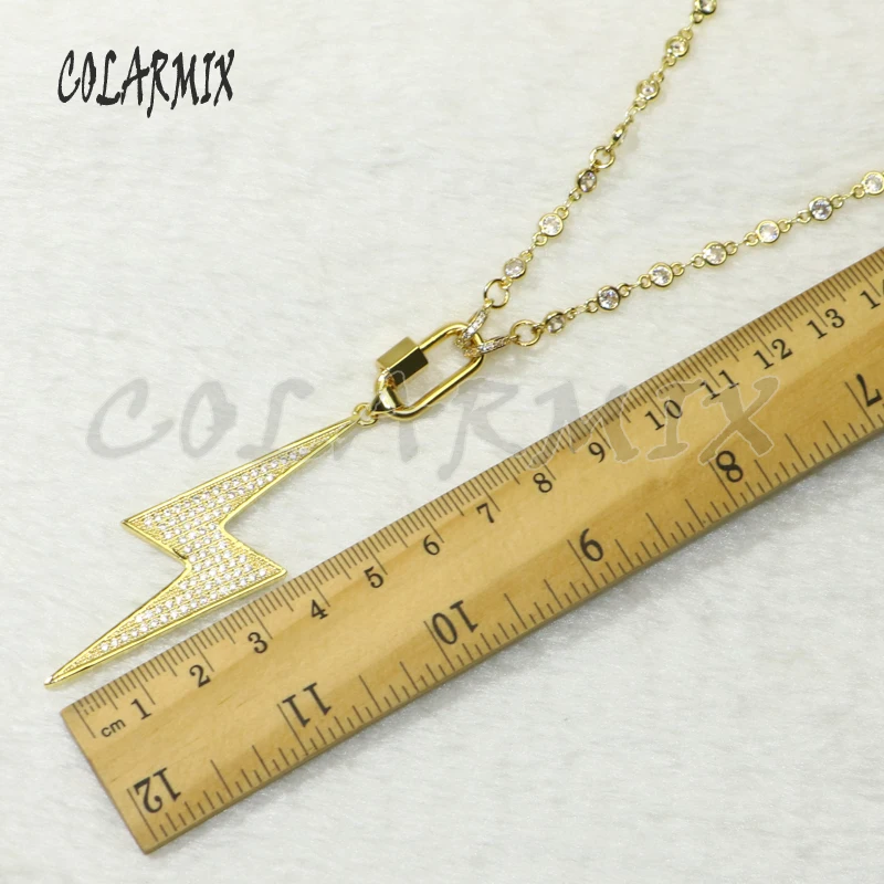 

3Pcs big Lightning pendant necklace zircon crystal necklace fashion lightning necklace accessories for women 50463