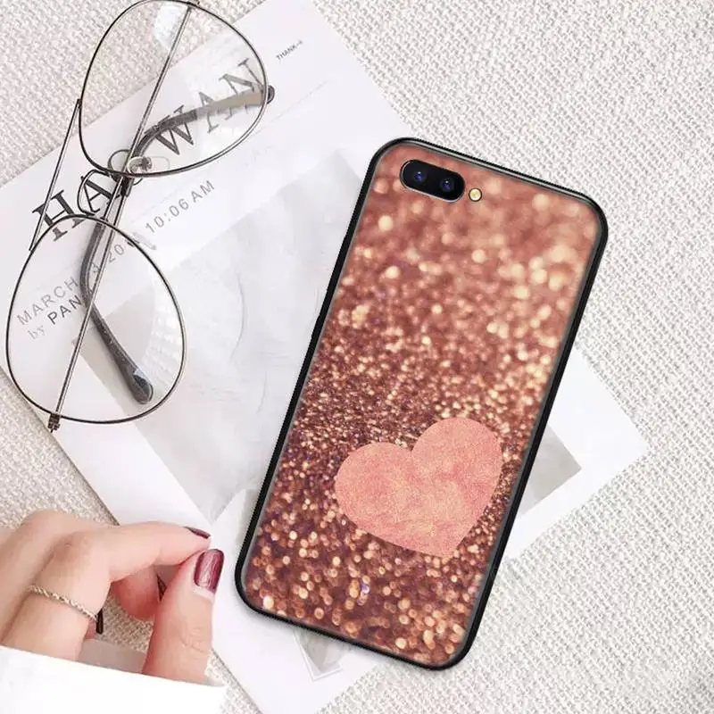 

Love Heart Gold Rose Marble Stripes Phone Case For OPPO R9 R11 R15 R17 RENO Realme S PLUS Normal 2z 3 5 C2 pro Cover Funda Shell