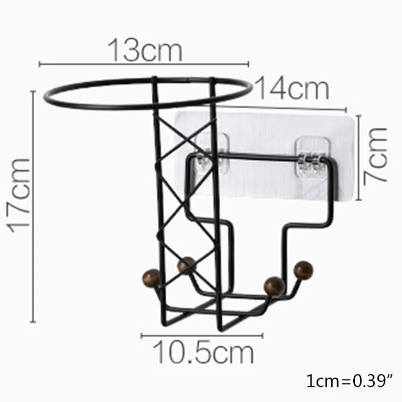

Iron Motorcycle Helmet Stand Holder with Back Adhesive Wall Mounted Hook Hanger Hat Cap Coat Keys Storage Rack