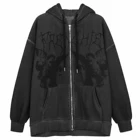 Женская джинсовая куртка в стиле хип-хоп с принтом Темных Ангелов, куртка в стиле Харадзюку, хлопковая куртка на молнии, Y2k, топ для девушек, пуловер в стиле панк с карманами