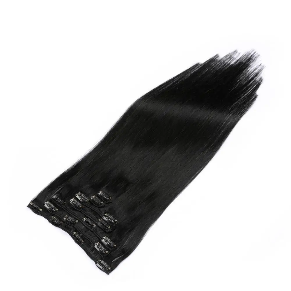 Бразильские прямые волосы Remy на заколке для наращивания человеческих волос