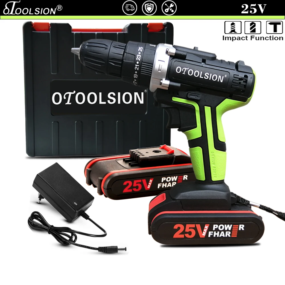 Ударная электрическая дрель отвертка 25 в Аккумуляторная электроинструменты для