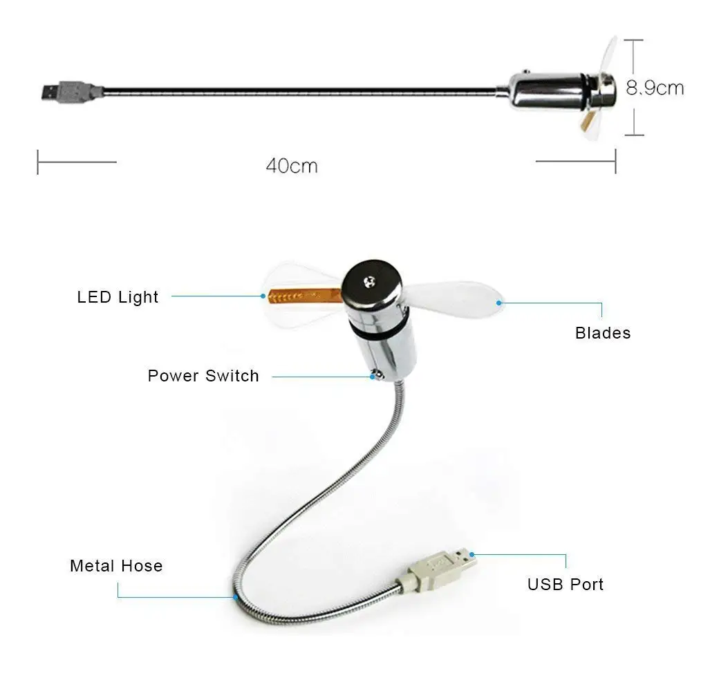 Мини вентилятор охлаждения компьютер Usb Led Гибкая гусиная шея температура Радуга