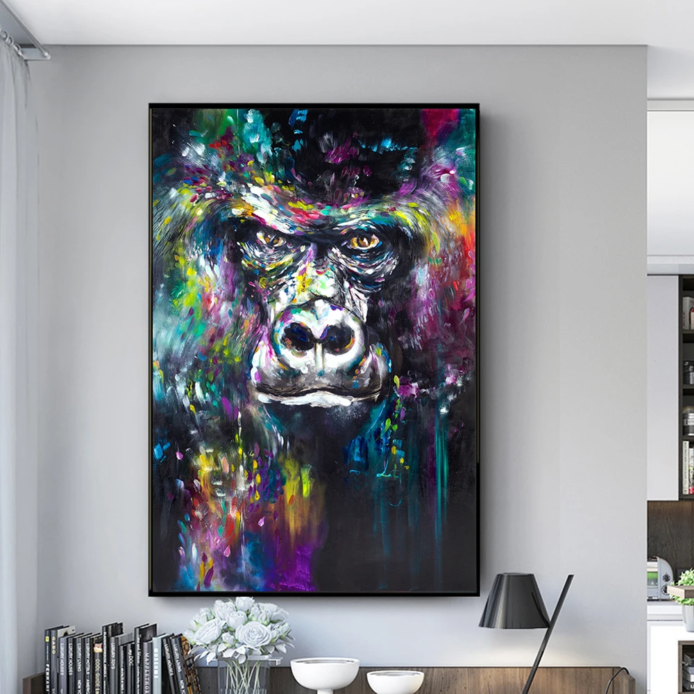 

Abstract Animals Graffiti Art Canvas Paintings On the Wall Art Posters And Prints Monkey Art Pictures For Kids Room Cuadro Decor