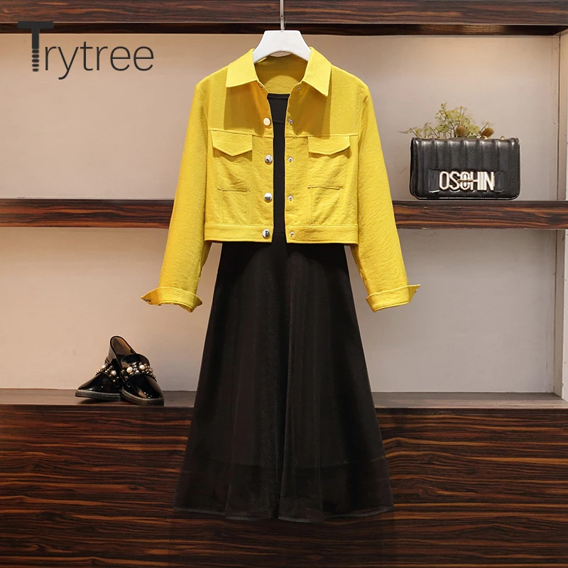 Весенний комплект из двух предметов Trytree повседневный однобортный жакет с