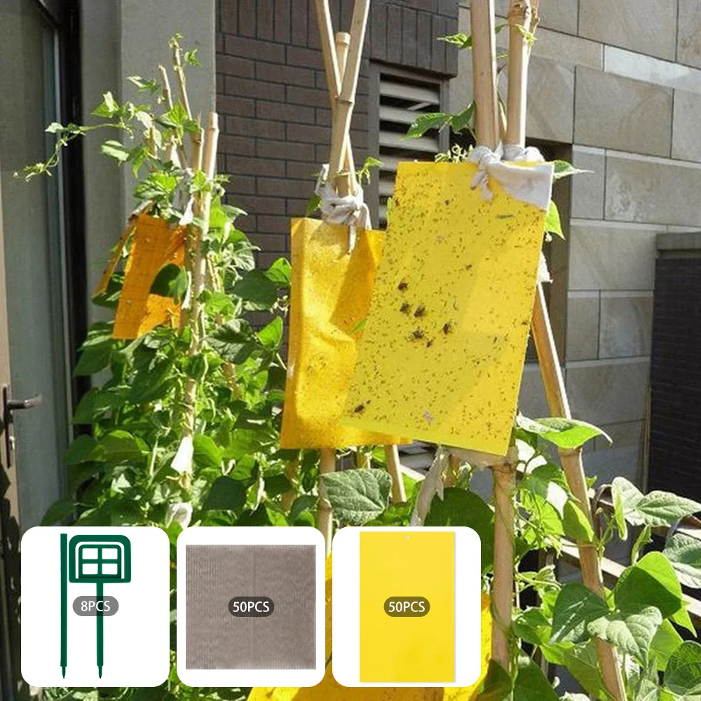 50 шт. прочные ловушки для мух липкие доски желтые ловля насекомых-вредителей