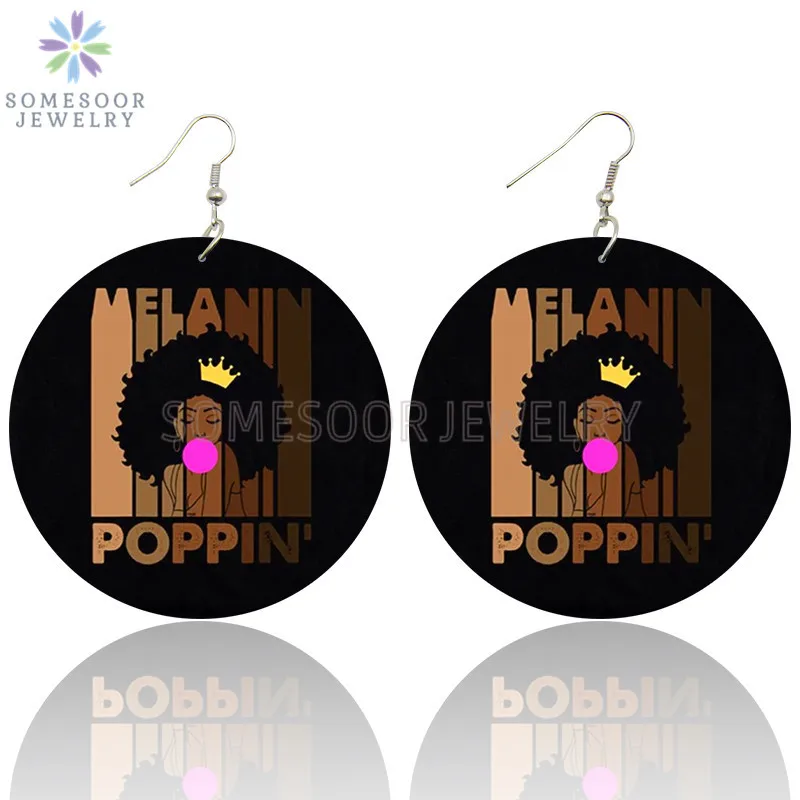 SOMESOOR меланин поппин Черная Королева богиня напечатанные деревянные висячие