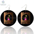 Деревянные висячие серьги SOMESOOR, поппин из меланина, с рисунком черной королевы, богини, афро, Вдохновляющие поговорки, ушные петли, висячие серьги для женщин, подарки