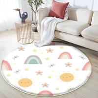 cartoon round carpets simple sun pattern for baby home floor bath mats alfombra habitaci%c3%b3n flannel tapis de chambre kid crawling