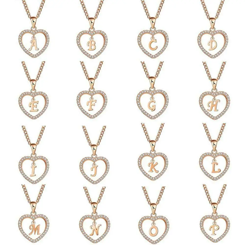Прямая поставка женских ювелирных изделий имя инициалы сердце кулон ожерелье 26