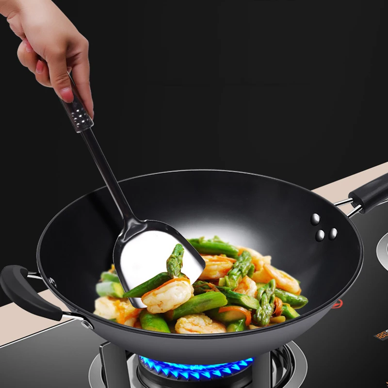 

Cast Iron Wok Traditionnel Chinese High Quality Glass Upright Cover Handmade Cooking Pot Induction Cooker Travaux Kitchen ZZ50CG