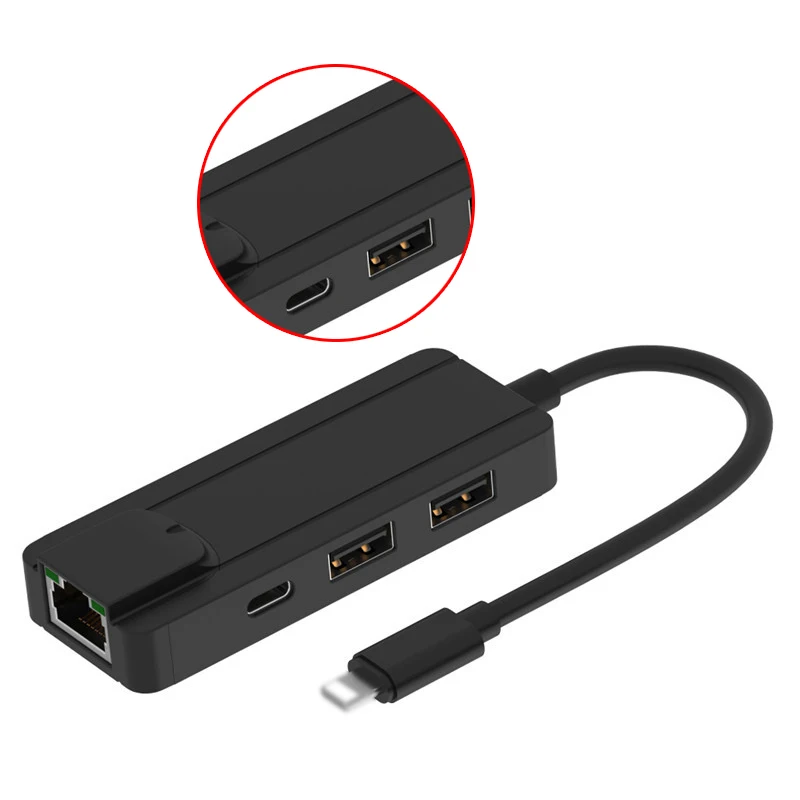 4 в 1 Usb 2 0 концентратор для IOS до RJ45 Ethernet конвертер адаптер LAN Проводная сеть iPhone/iPad