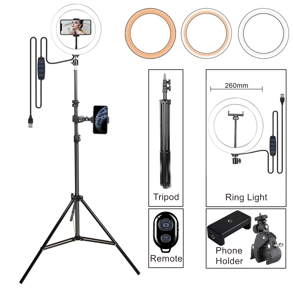 

Light Ring Lamp Led Tripod For Mobile Featuring Light Portable Selfie Ring With Tripod For The Cell Phone Hoops Make-Up Videos