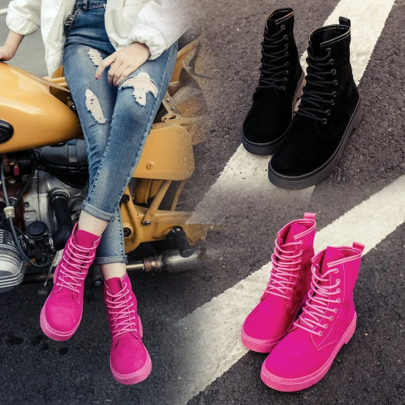 Женские ботинки Осенне-зимняя обувь повседневные низкие Martin Нескользящие теплые