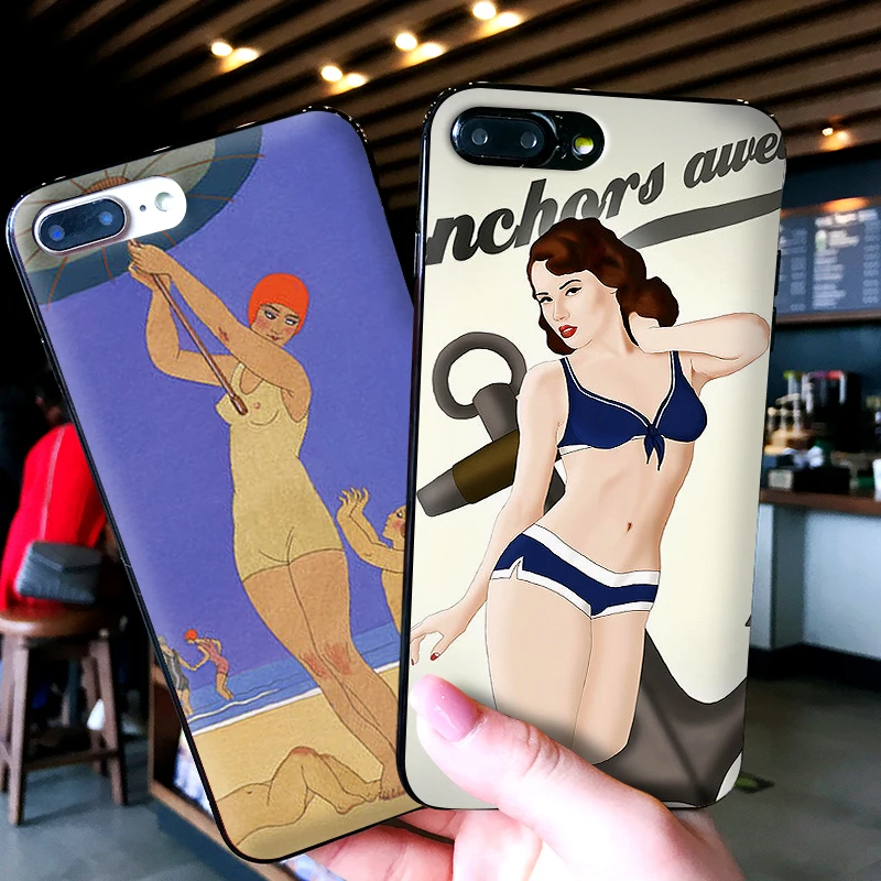 Case For iPhone 6 6S plus Luxury Black 5 5S SE 7 8 Plus X XS Max XR Cover Pop Art Woman | Мобильные телефоны и аксессуары