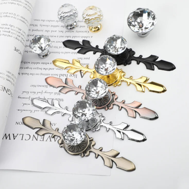 

luxury Diamond Crystal Handles Shoebox Cabinet Handles Closet Door Drawer Knobs Wardrobe Pulls Pullers With Screws Hardware