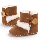 Детские ботинки, зимняя теплая обувь для маленьких девочек и мальчиков, однотонная модная пушистая обувь для малышей 0-18 месяцев, противоскользящая обувь
