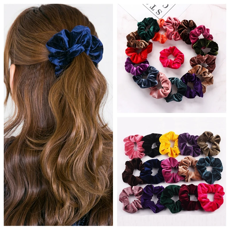 1 шт. Модные Разноцветные винтажные бархатные резинки для волос эластичные