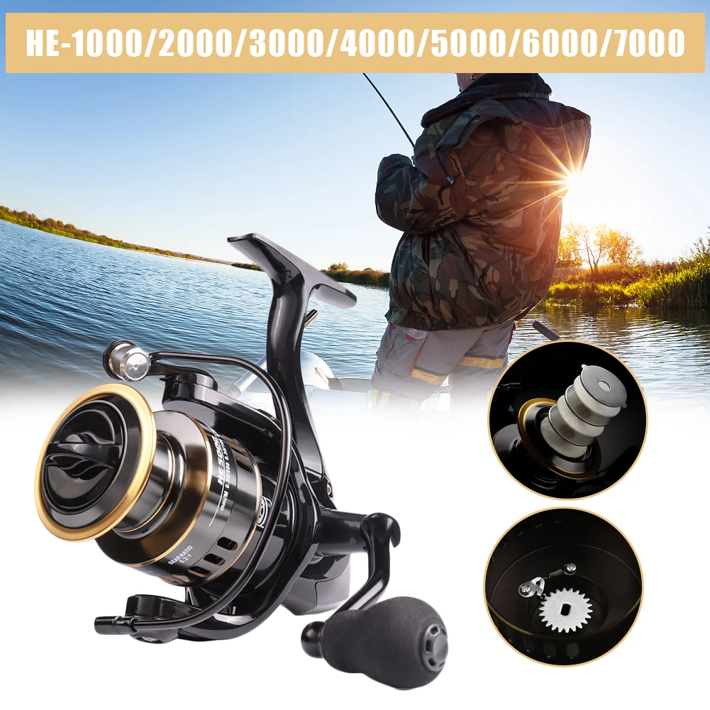 

All Metal Fishing Wheel HE1000-7000 Max Drag 10kg Reel Fishing 5.2:1 High Speed Metal Spool Spinning Reel Saltwater Reel