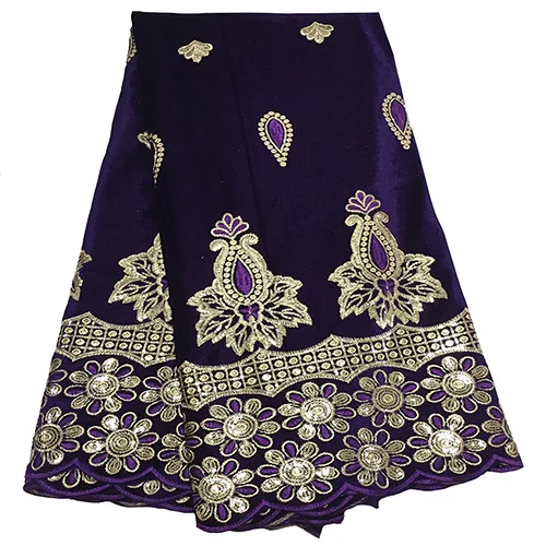 Purple Королевская Синяя желтая фиолетовая винно-красная кружевная ткань высокого качества африканская кружевная ткань с блестками Новые поступления бархатная кружевная ткань - Цвет: Purple