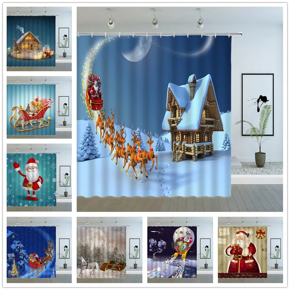 Шторы для душа с Санта Клаусом мультяшное украшение на Рождество пожилых людей