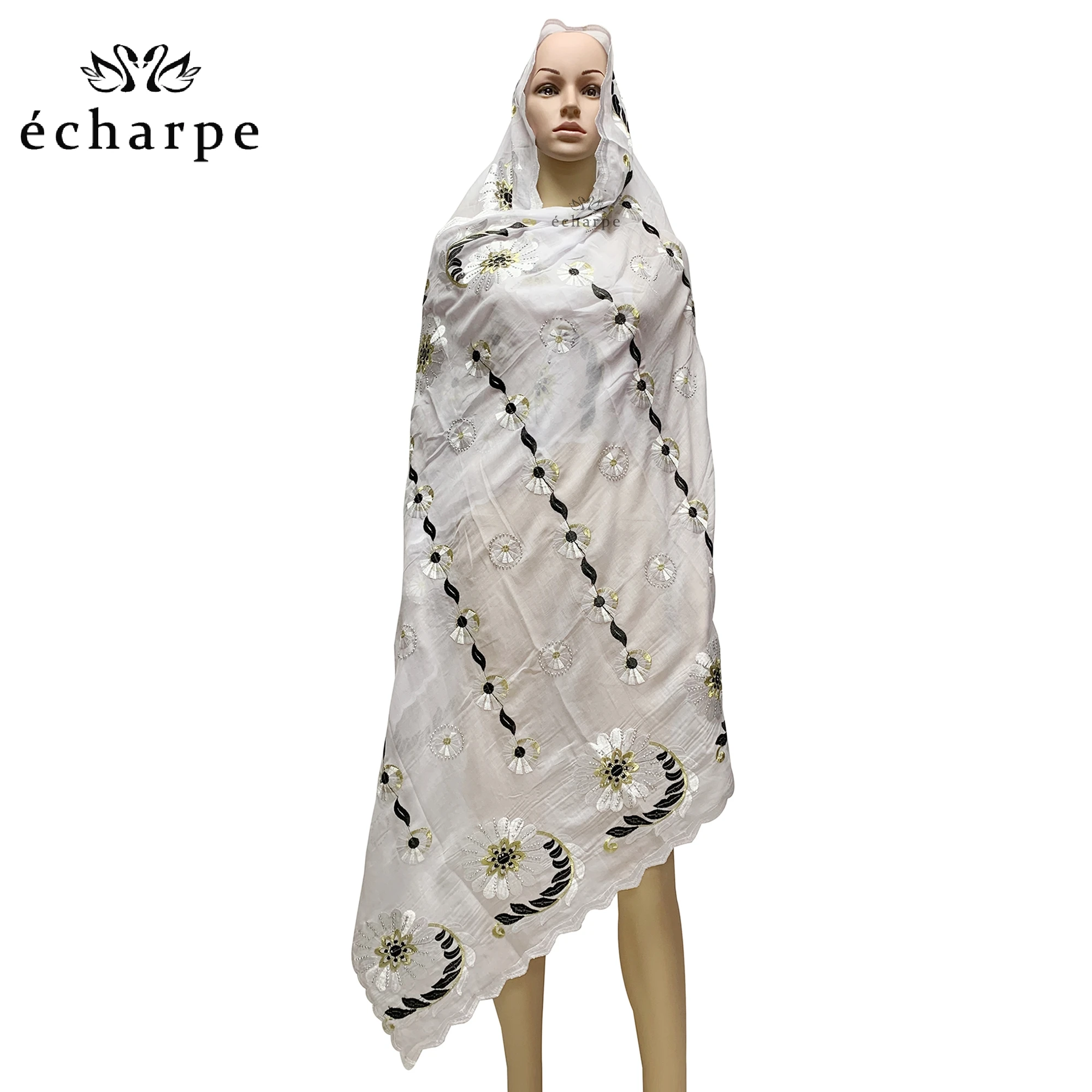 Free Shipping 2021 New African Cotton Hijab Scarf For Muslim Women Dubai Islam Headscarf Embroidery Shawls ED511 | Тематическая