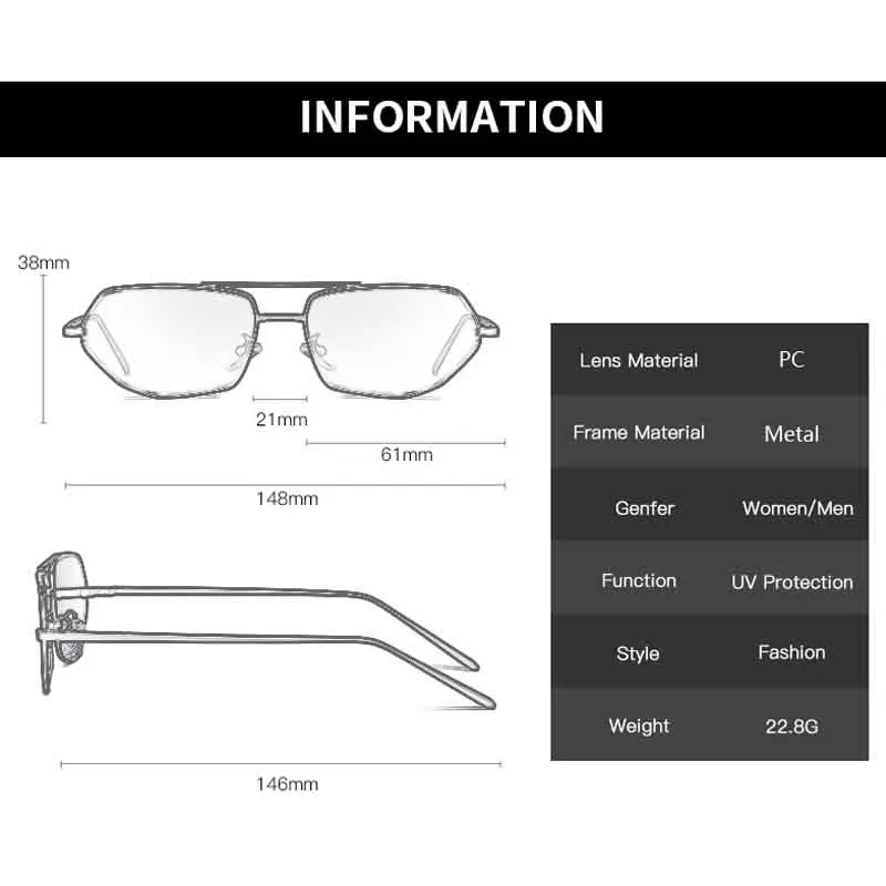 

New Irregular Polygon Sunglasses for Women Men Retro Punk sun glasses Metal Frame UV400 Red Lens Vintage Drive Oculos