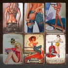 Забавный привлекательный металлический постер в виде девушки жестяной знак в стиле ретро, пляжный бар, яркий мужской Декор для дома, ванной комнаты, металлические пластины