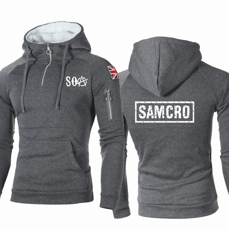 

NEW Spring Autumn Men's Hoodie SOA Anarchy Child Son SAMCRO Print High Quality casual cotton men's zipper hoodie clothing
