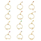 12 созвездия Зодиака Знаки кольца на палец розовое золото цвет 925 пробы серебряные регулируемые размеры женские кольца