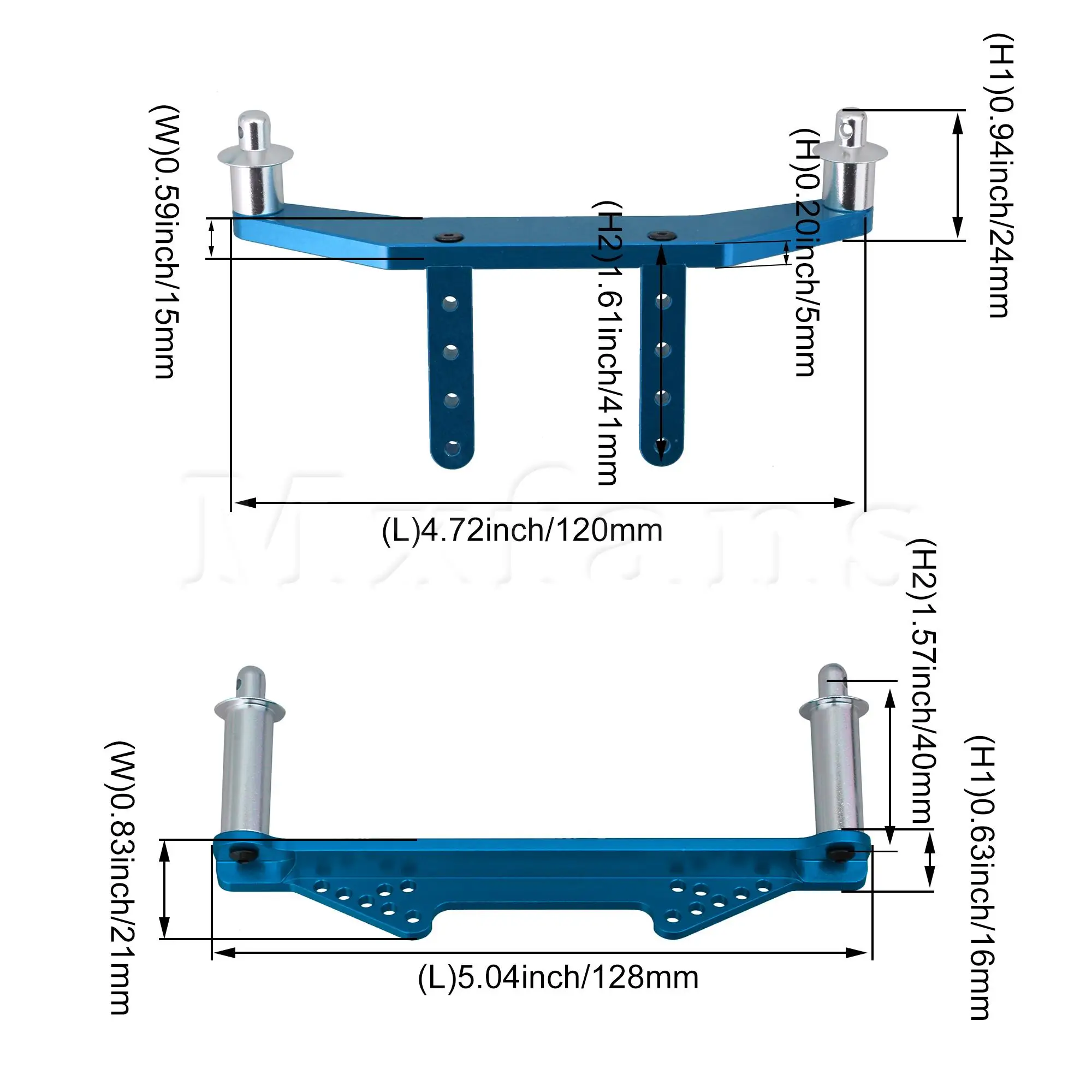 

Mxfans 2x Blue RC1:10 Body Front Rear Mount Stand Alloy Replacement for TRAXXAS