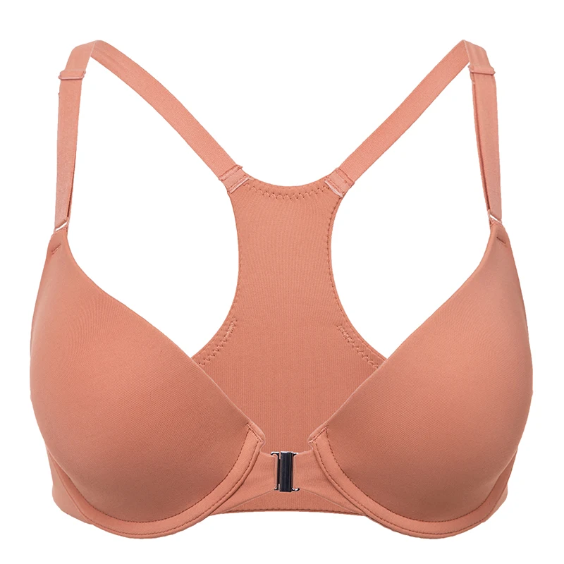Sun Kissed04 Женский Гладкий пенопласт полный охват мягкий на косточках RACER BACK футболка застежка спереди бюстгальтер размера плюс - Цвет: Sun Kissed04