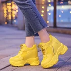 Женские кроссовки на платформе 2019, осенняя дышащая сетчатая обувь, женская повседневная обувь на танкетке, кроссовки на толстой подошве 10 см, красные туфли