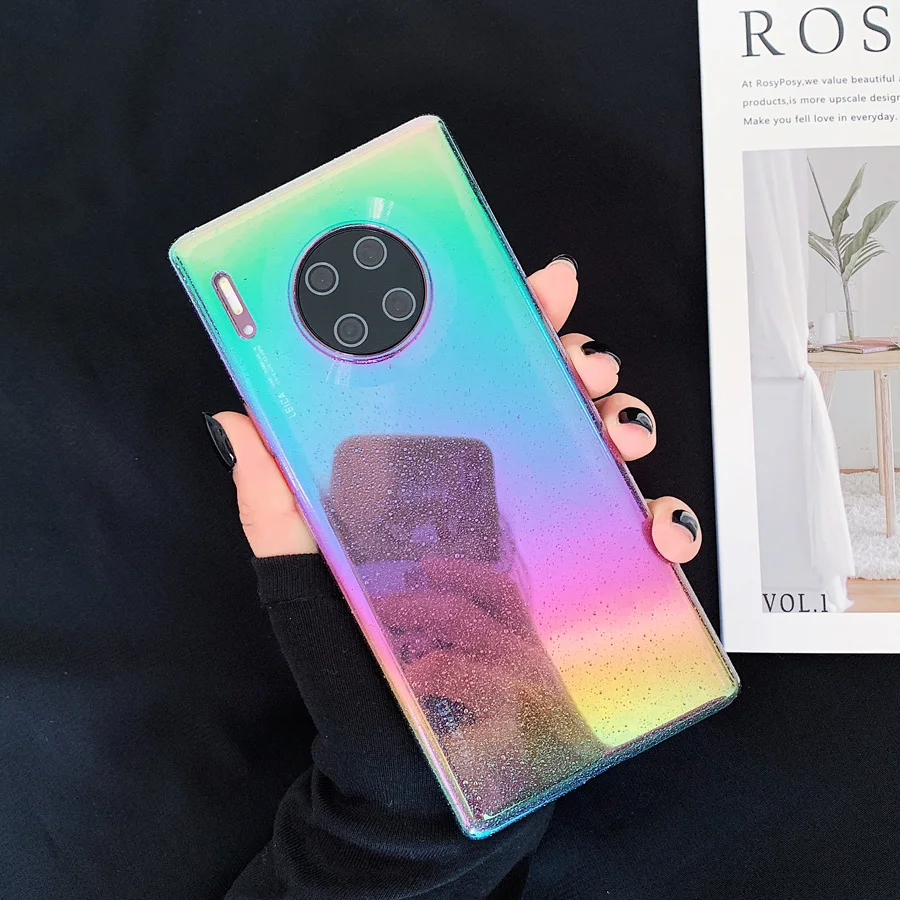 Модный градиентный Радужный лазерный чехол для телефона huawei mate 30 P20 P30 Pro Nova 3 4