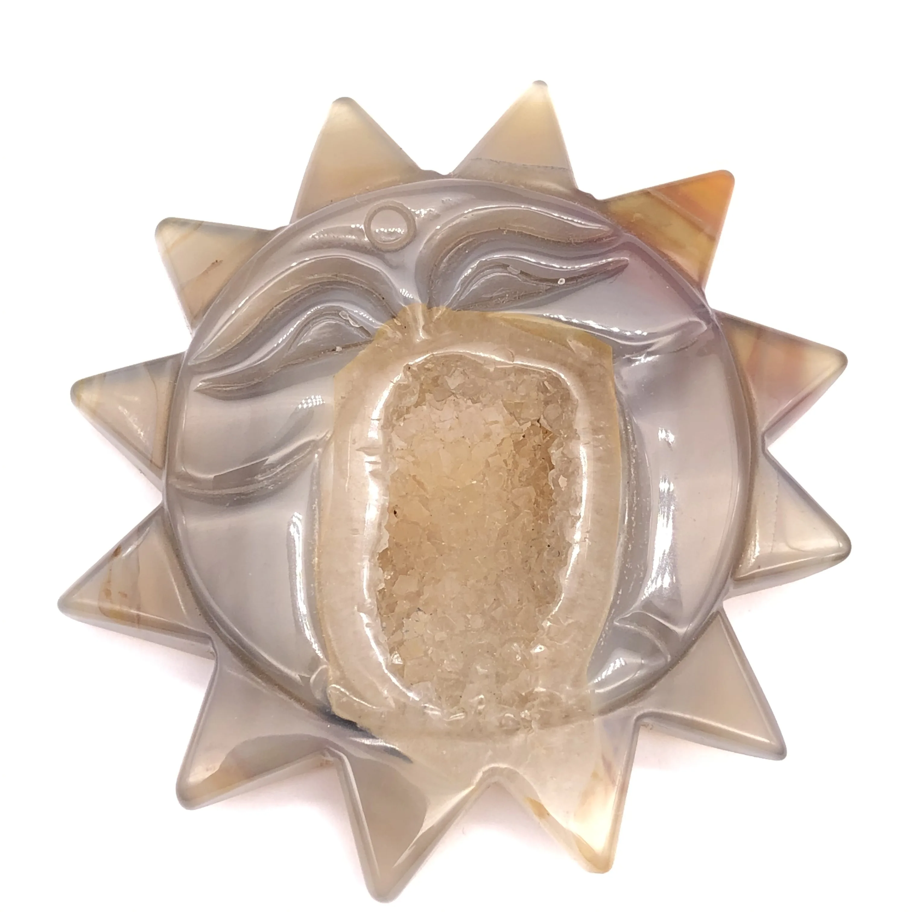 100% натуральный агат кристалл с отверстиями Подсолнух светильник-серый улыбка