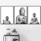 Настенная живопись на холсте статуя Будды Шакьямуни черно-белые скандинавские плакаты и принты настенные картинки для гостиной настенный Декор