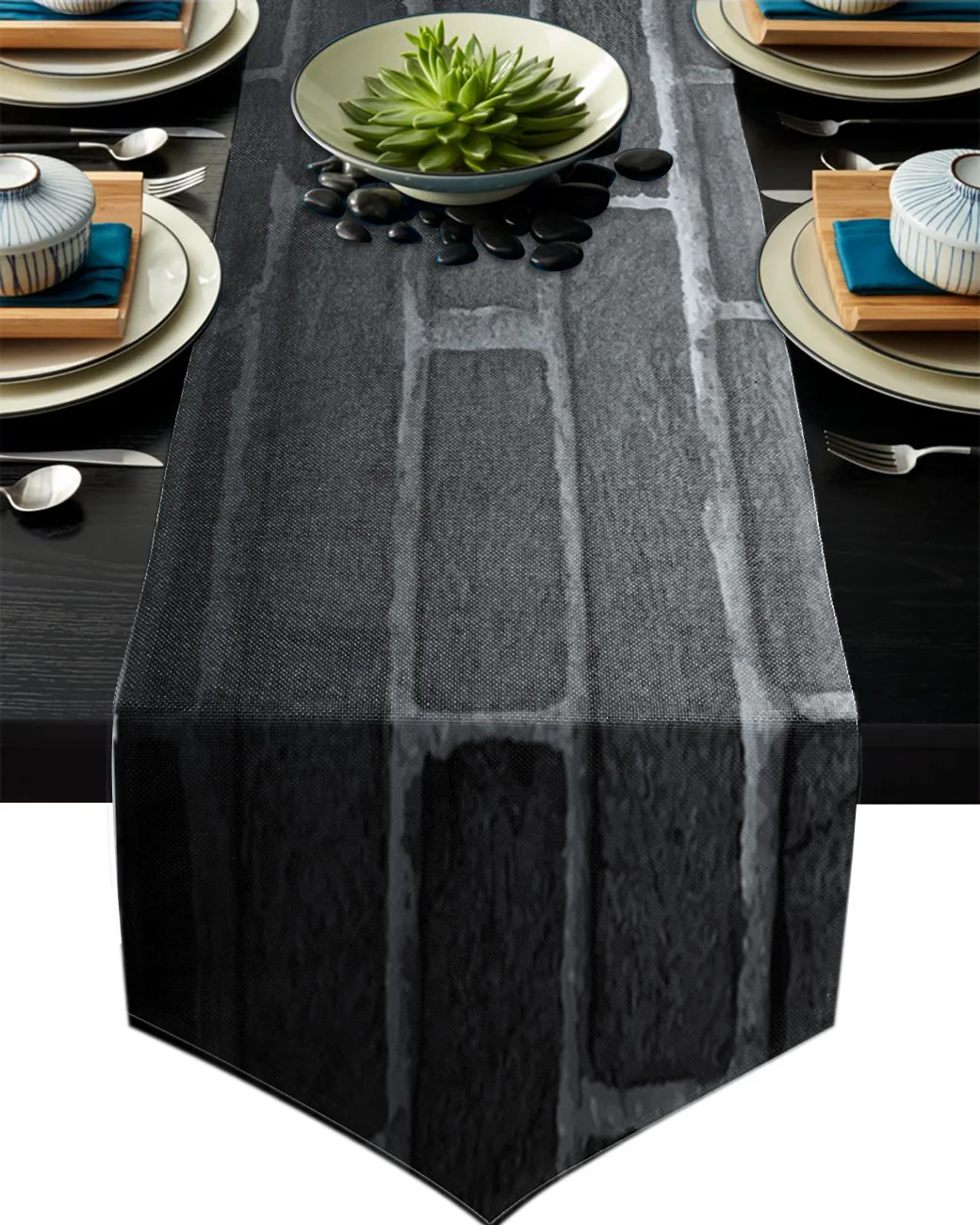 Черно-Белая настенная настольная дорожка с изображением кирпичной стены