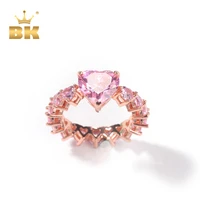 the bling king luxury new fashion iced out water drop pink bling cz heart rings for girl women charm valentines day gift