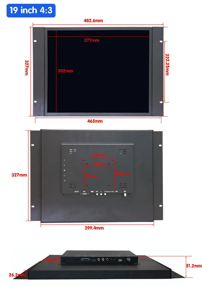 ZHIXIANDA G19 монитор с открытой рамкой 19 дюймов с AV/BNC/VGA/HDMI/USB интерфейсом 1280*1024 промышленный ЖК-монитор с открытой рамкой