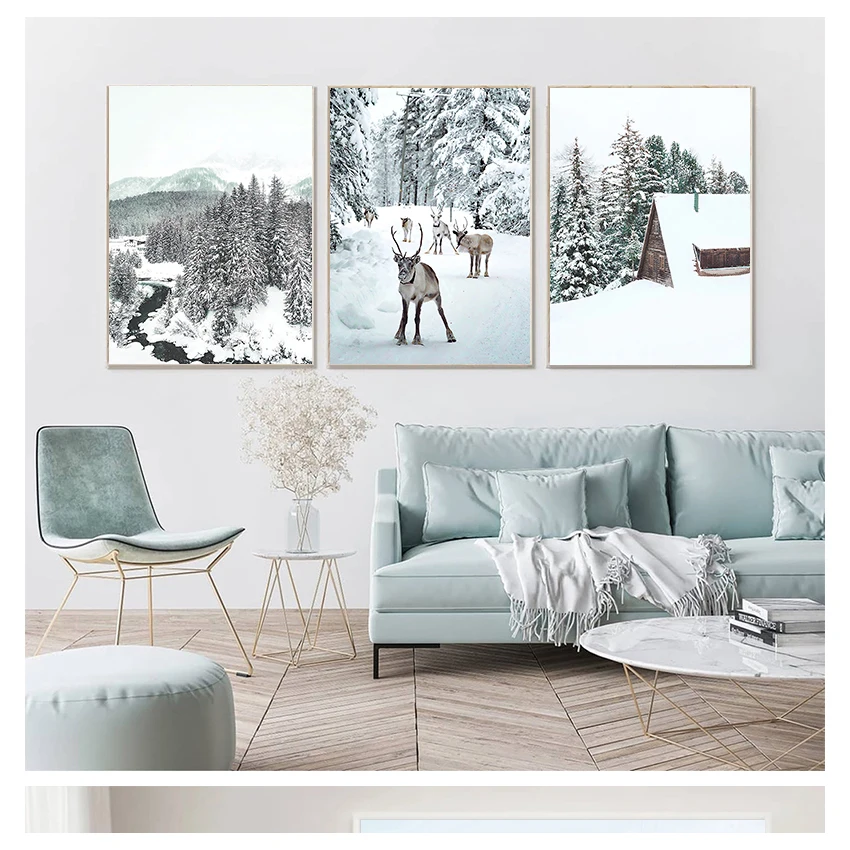 Пейзаж сосновый лес дневные плакаты и принты в скандинавском стиле настенные