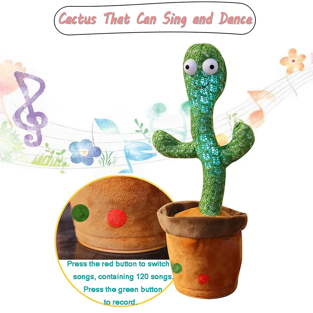 Single Electric Dance Cactus Robot Figure LED Light Sounds Music Twisting Plush Toys Kids Gifts Boys Xmas Birthday Present | Игрушки и