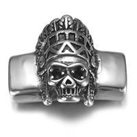 stainless steel slider beads skull chief polished 12x6mm hole bead slide charm accessories for diy bracelet jewelry making