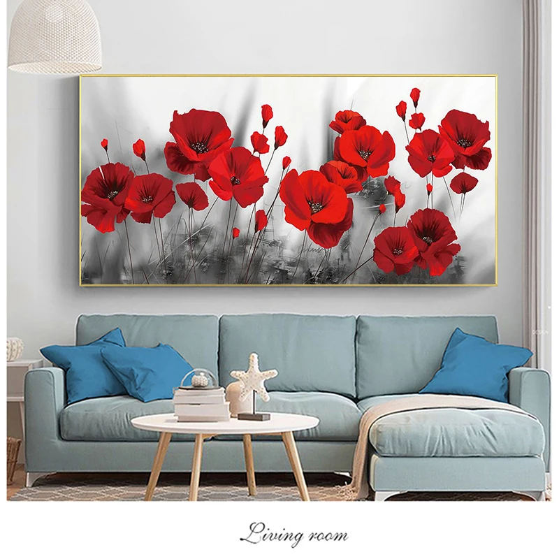 

Nordic Red Poppies Flower Posters and Prints Watercolour Canvas Painting on Wall Art Picture Cuadros for Living Room Decorative