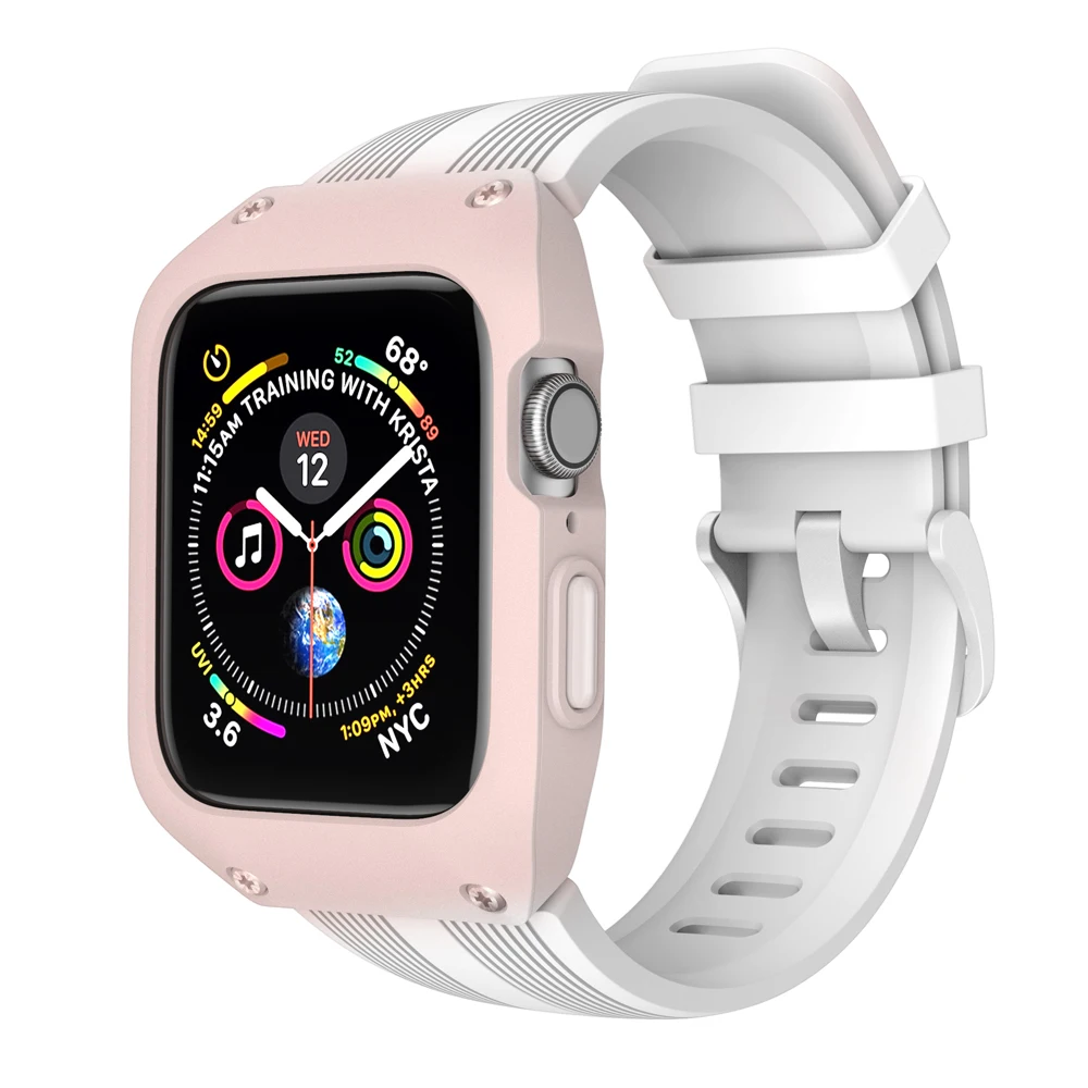 Red black Ударопрочный чехол для часов для Apple Watch серии 4 5 40 мм 44 мм защитный чехол Браслет для Apple iWatch 1 2 3 - Цвет ремешка: Red black