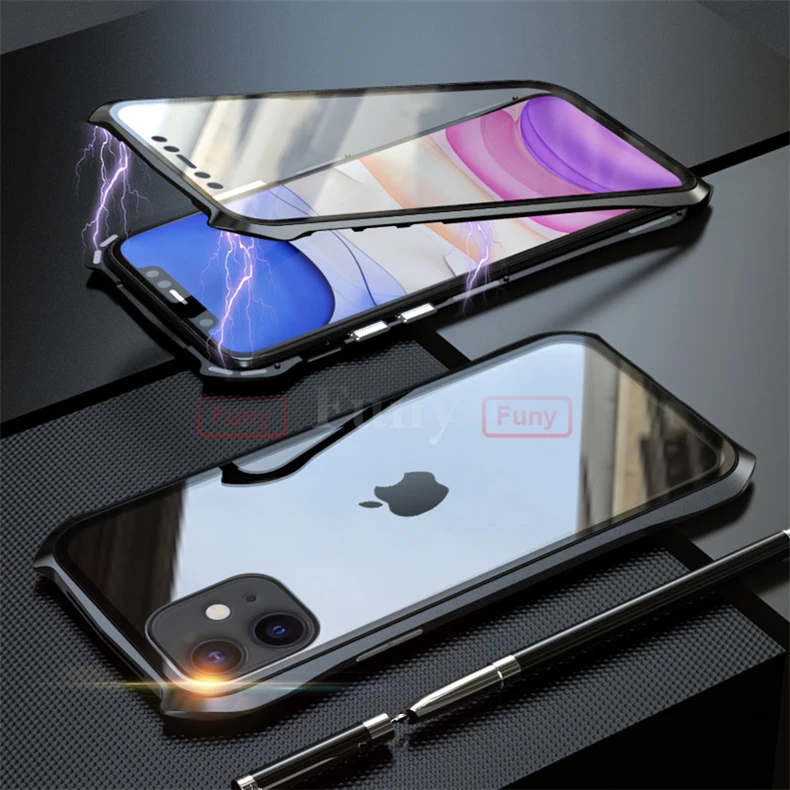 Для iPhone11 Pro Max Чехлы Магнитный чехол для iPhone 11 чехол 360 металлический чехол для телефона полное покрытие чехол для телефона iPhone11 Pro