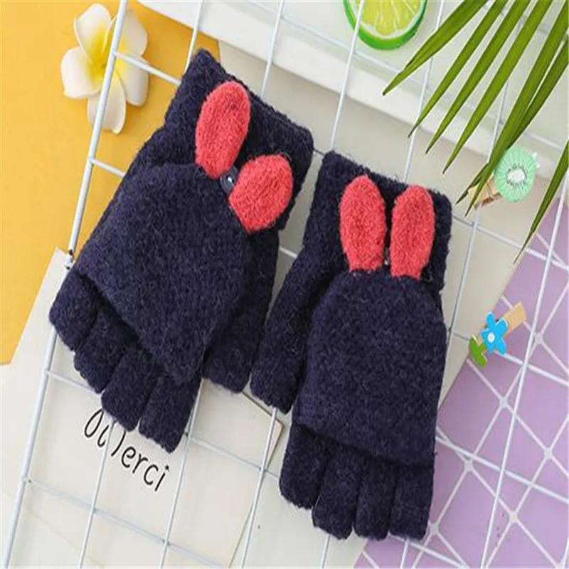 

Ms winter jacquard rabbit ear cover half gloves students knitting cycling warm gloves office to write with ST-152