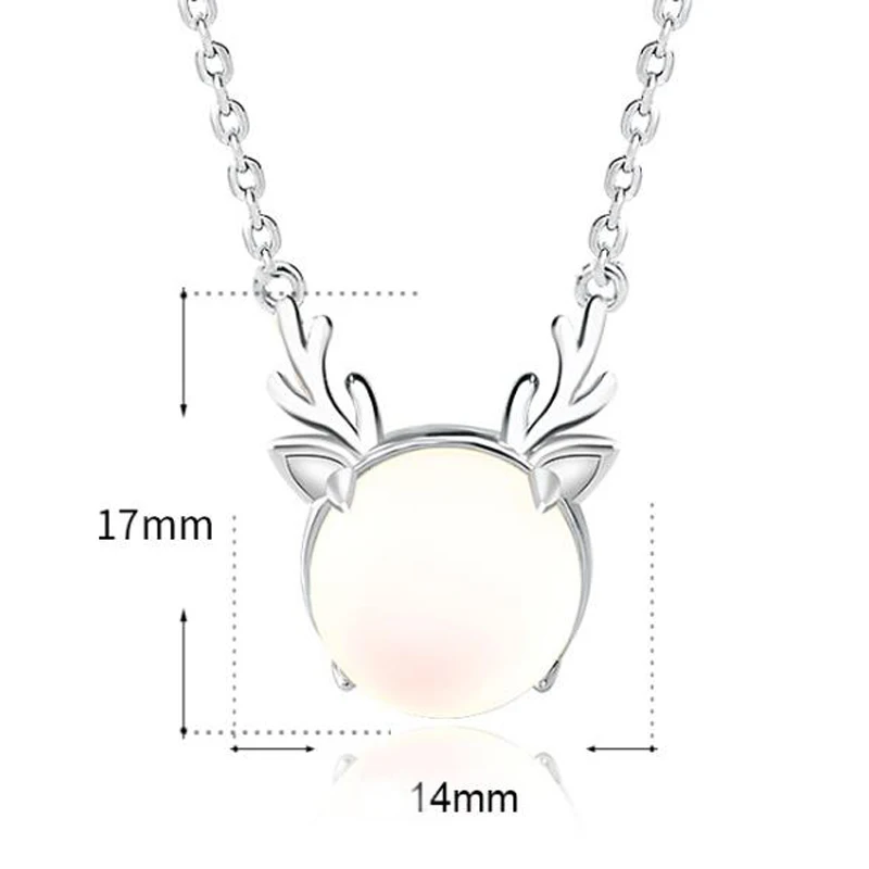 

Knobspin S925 Sterling Silver Necklaces Mothers Day Gift Anti Allergic Moose Horn Moonstone Necklace For Women Fine Jewelry